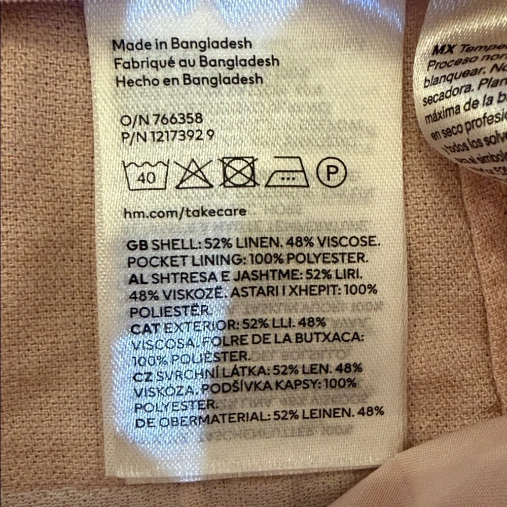 Pastel Pink Linen Blend Womens Pants size 2